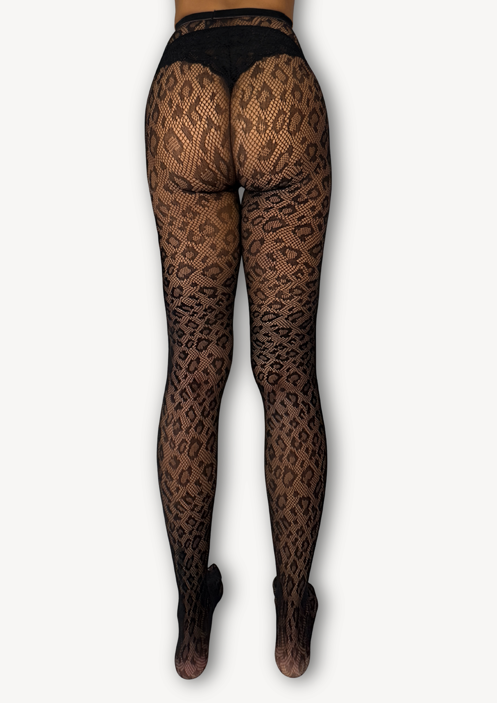 Leopard Print | Fishnet Tights in black