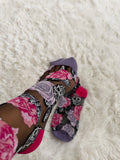 Skulls & Roses Black Sheer Crew Socks