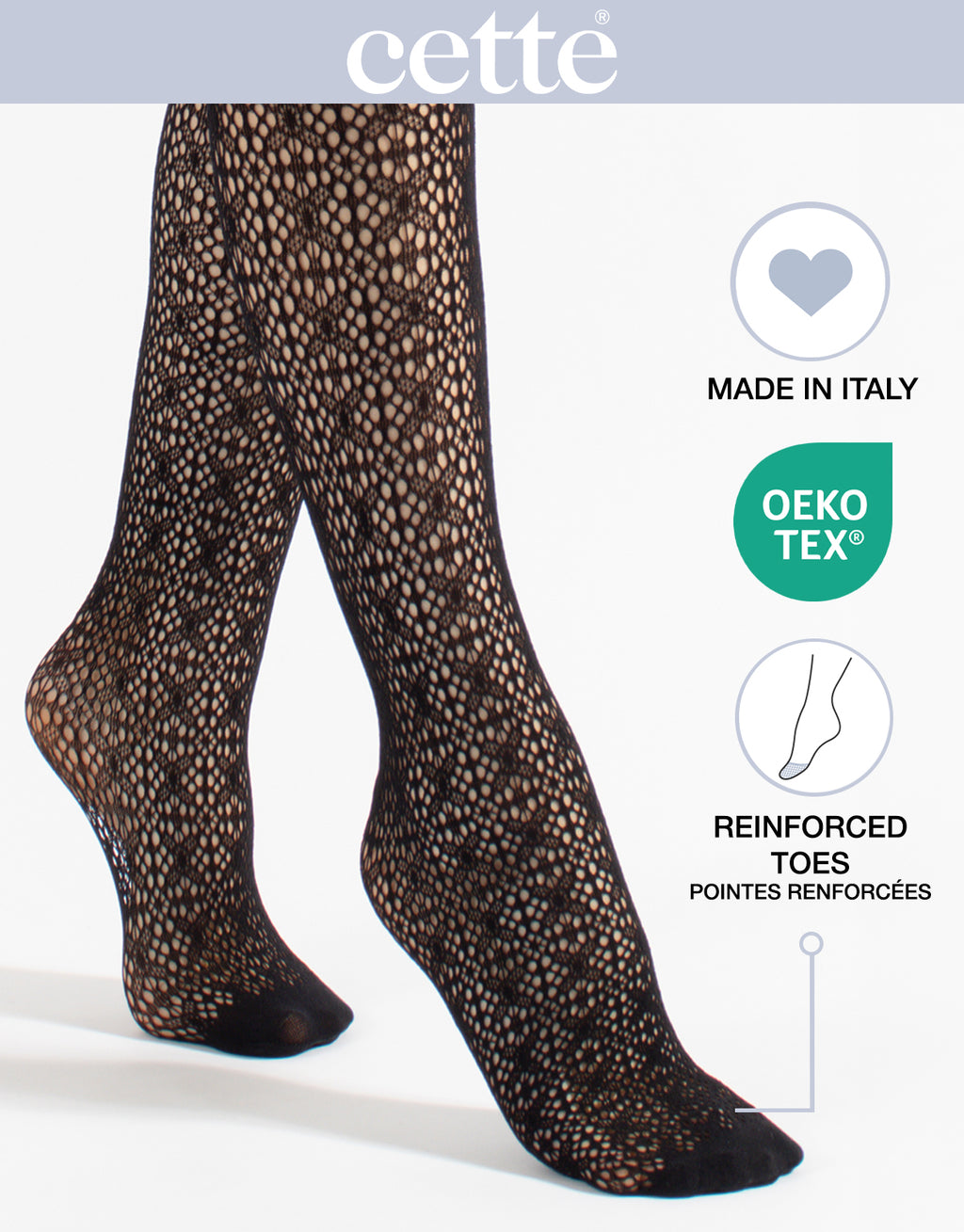 Inclusive black lace-effect tights in UK sizes 8 to 26