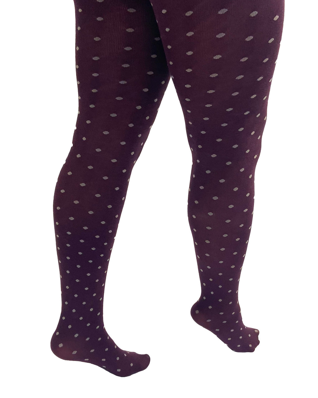 Bamboo Spot Tights | Extended Sizing | Burgundy/Cream