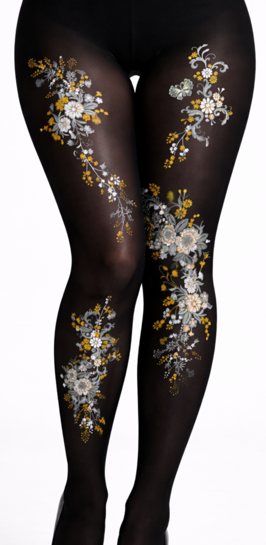 Japanese Floral Printed Tights