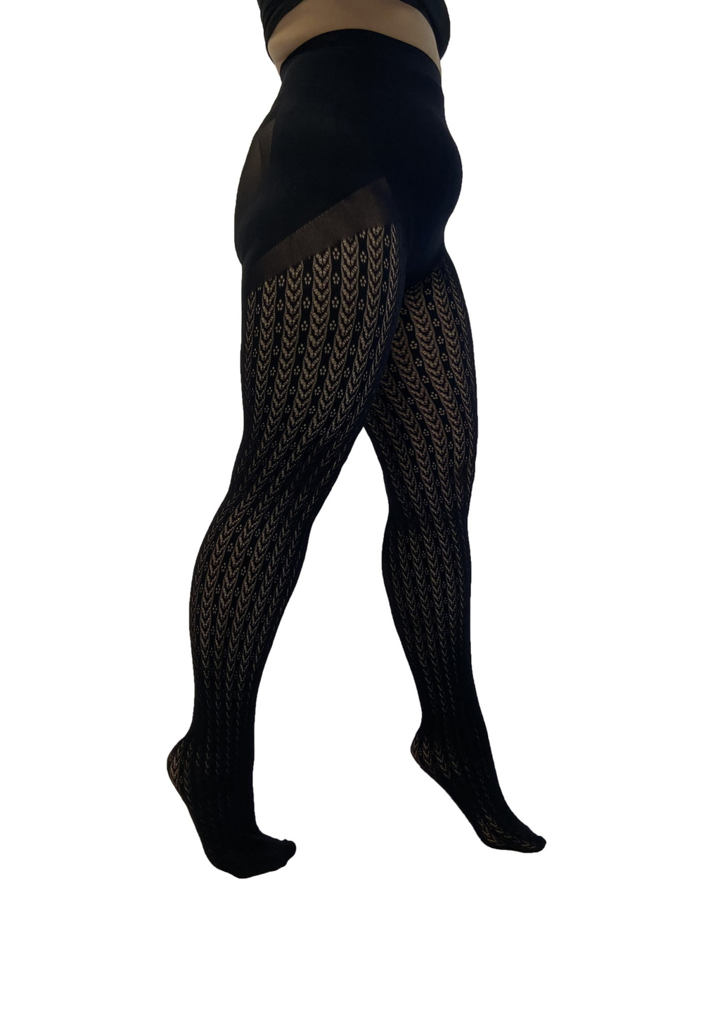 Chevron Pattern Knit Tights | Black