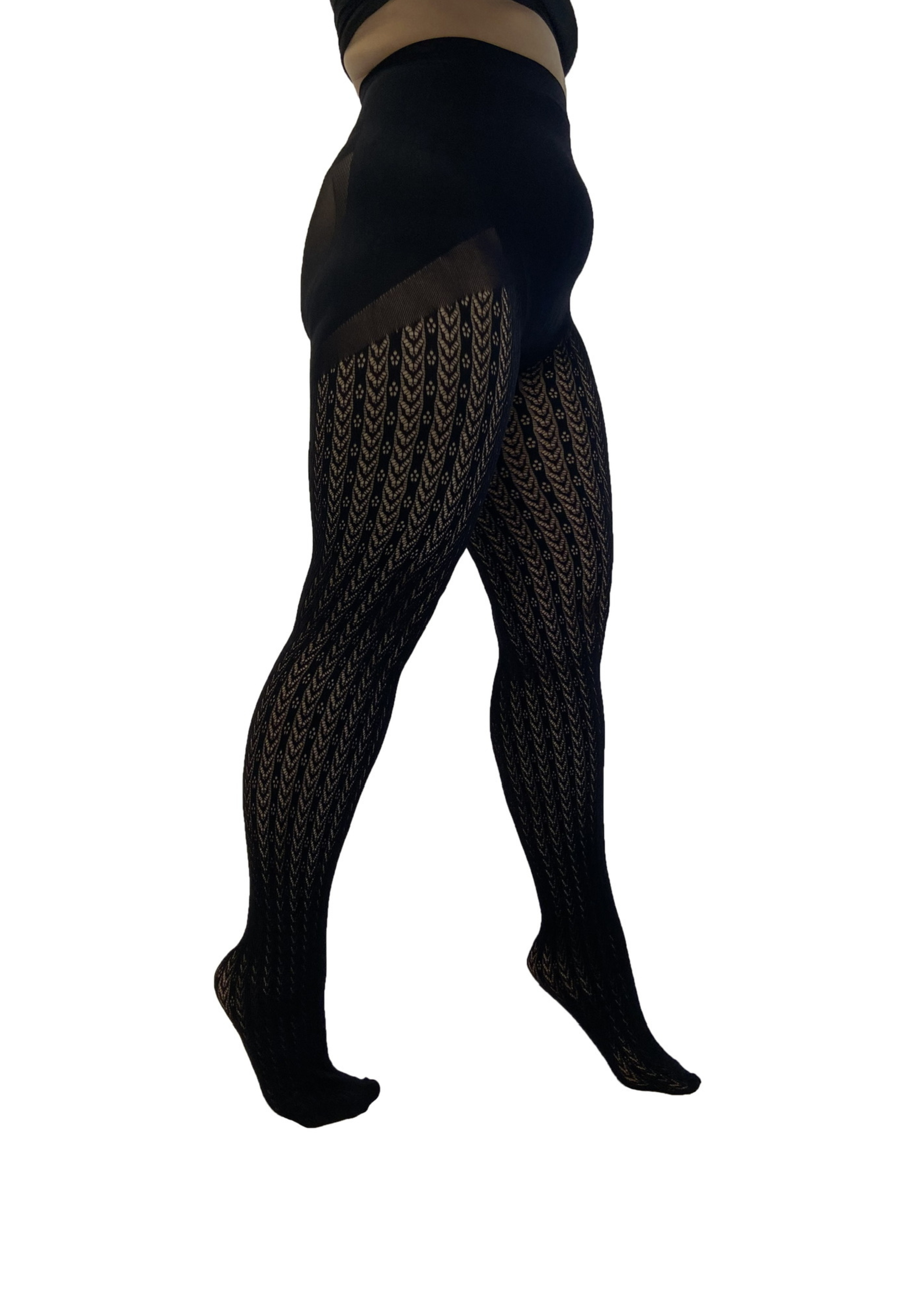 Chevron Pattern Knit Tights | Black