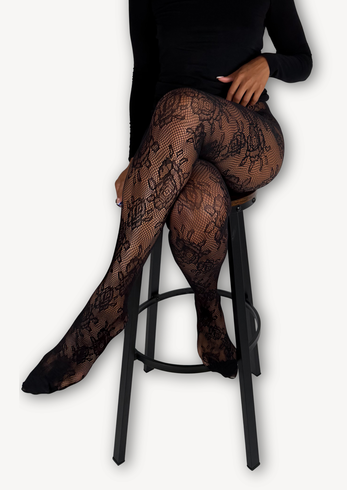 Eden Rose Pattern Fishnet Tights