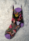 Magic Mushrooms Black Sheer Crew Sock