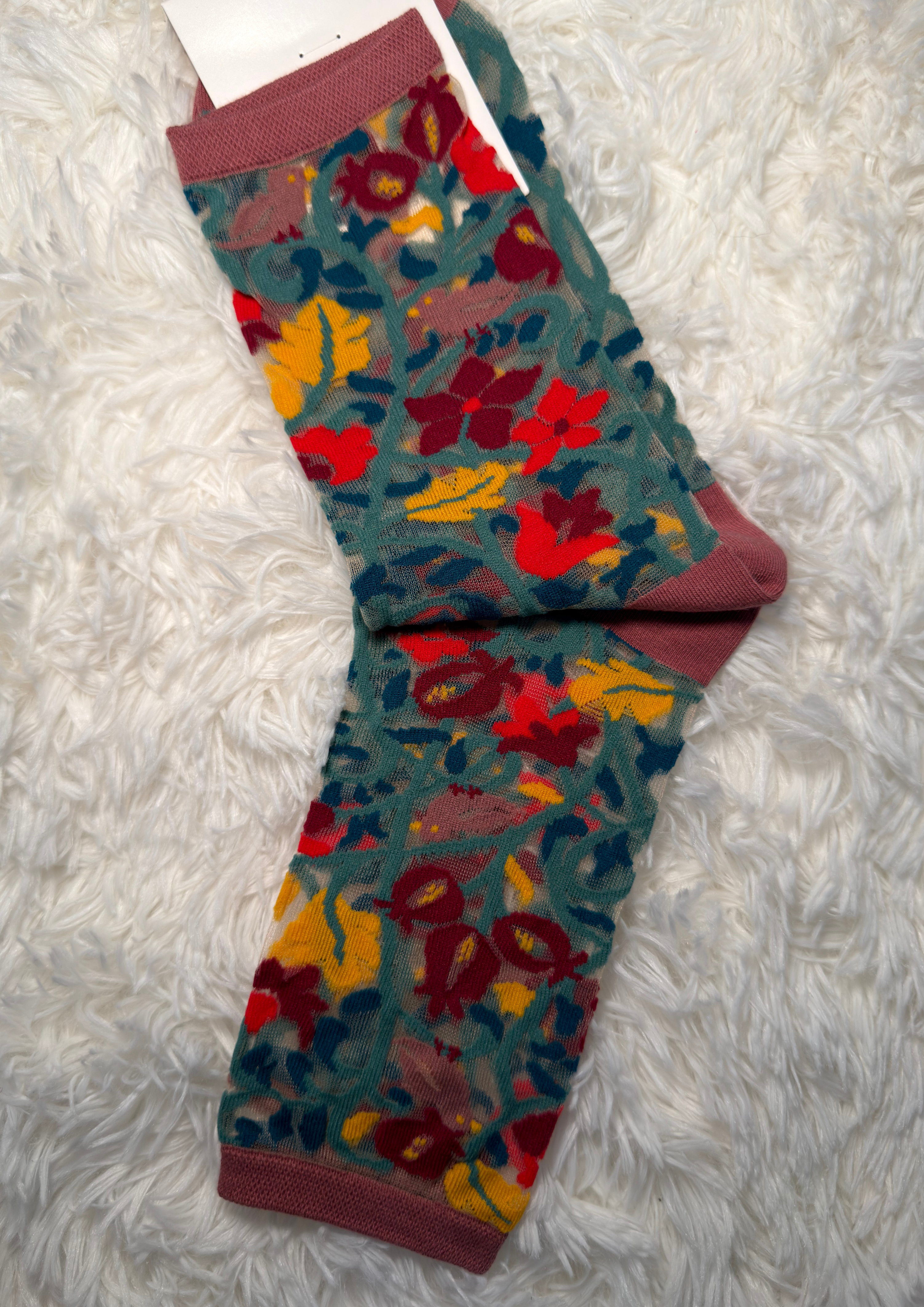 Tapestry Vines Sheer Crew Socks