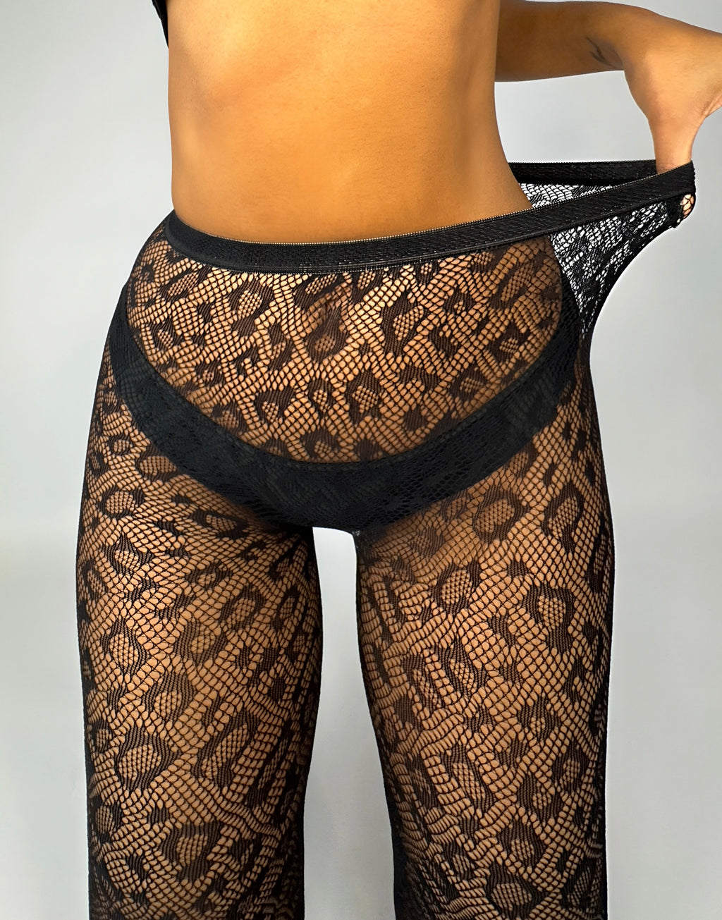 Leopard Print | Fishnet Tights in black