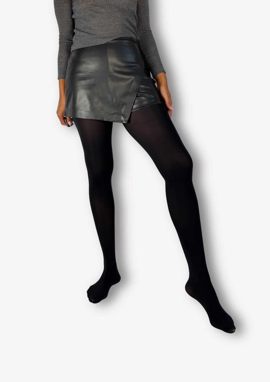 Midnight Noir 70 denier tights showing soft opaque finish